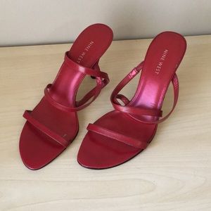Red leather strappy dress sandals